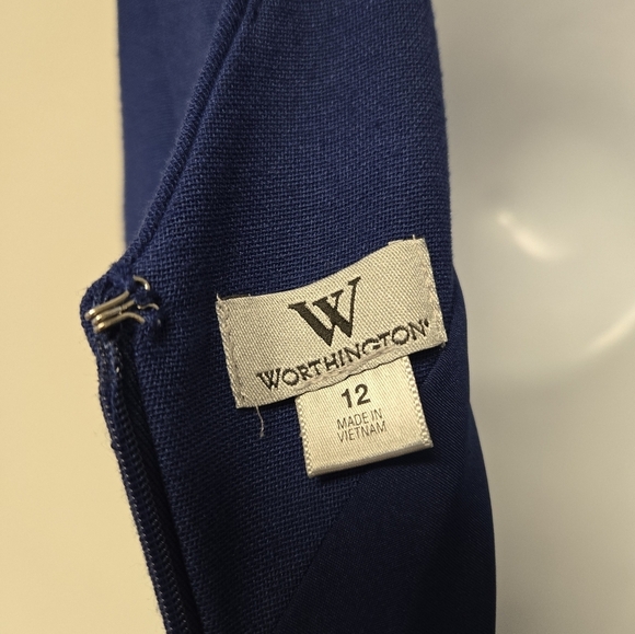 Worthington High low Sleeveless Navy Blue Dress 12 - Picture 6 of 8